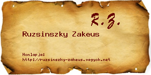 Ruzsinszky Zakeus névjegykártya
